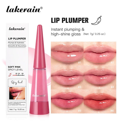 Blushimmer Lip Plumper Reedle Shot serum in transparent tube, moisturizing and anti-wrinkle lip gloss for plump, sexy lips.