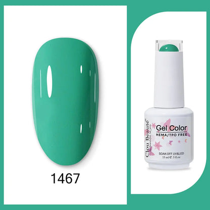 Blushimmer Clou Beaute 15ml neon red, black, white, green gel nail polish with velvet top coat, semi-permanent varnish, 400 colors