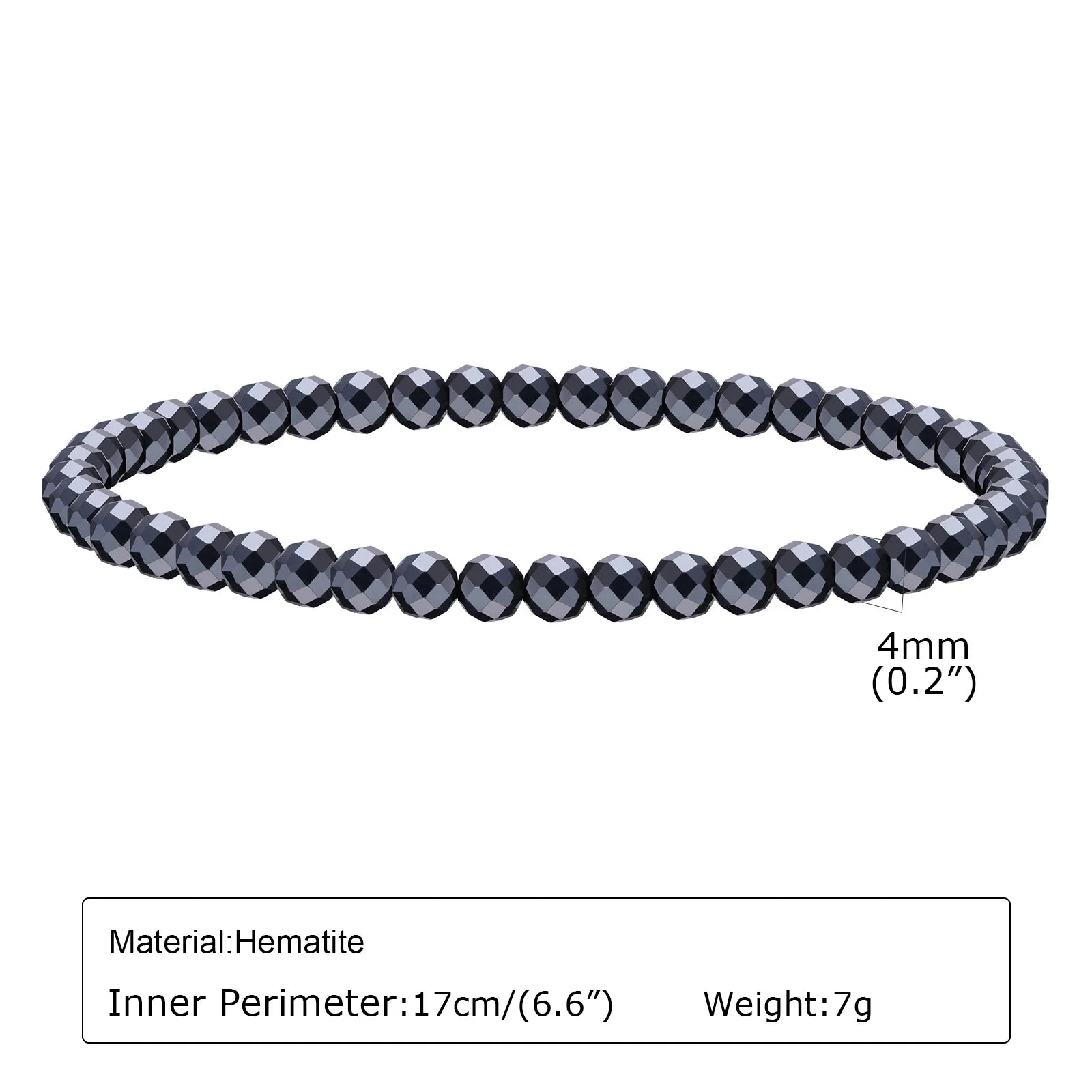 Vnox Stylish Black Triangle Beads Bracelets for Men Women, Stretch Unisex Gallstone Handmade Hematite Wristband Jewelry