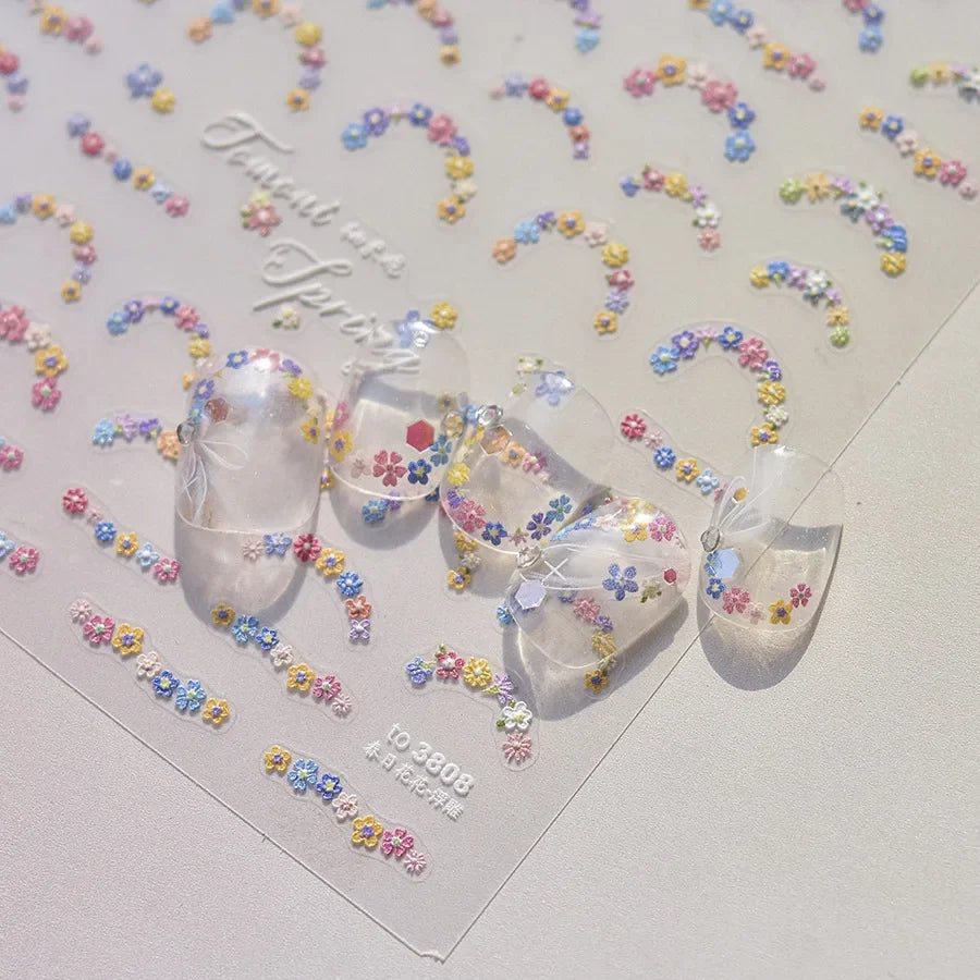 Blushimmer Dream Flower Window Shell Nail Art Stickers with Japanese flower design, self-adhesive press-on nail decals, decorative nails