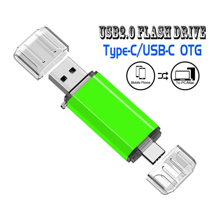 2 In 1 USB Flash Drives 64GB Free TYPE-C Adapters Gifts Pen drive 32GB Black OTG Memory Stick 16GB Key Chain Pendrive 8GB U Disk