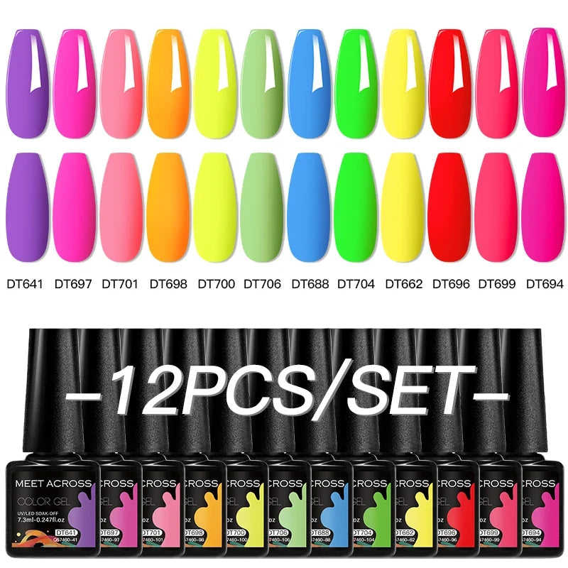 12-piece Blushimmer all-season nail gel polish set with multicolor shades, UV and LED safe, long-lasting nail supplies for women.