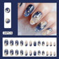 24pcs Blushimmer Y2k star press-on nails with black gradient, moon designs, mid-length coffin false nail tips for a stylish look