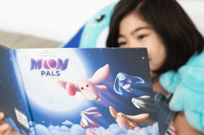 Colorful Moon Pals storybook with illustrated pages and whimsical characters for children’s reading and storytelling.