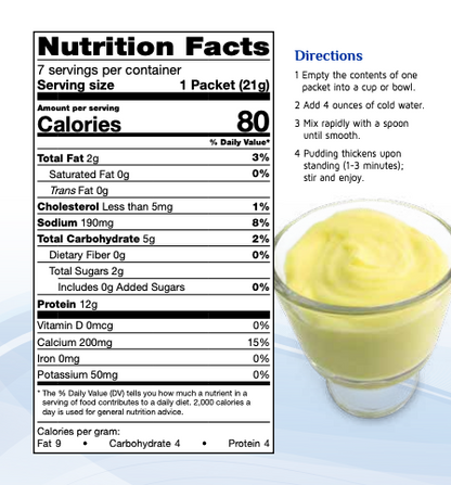 Creamy banana pudding from AmBari Nutrition, featuring smooth, yellow banana-flavored dessert in a bowl.