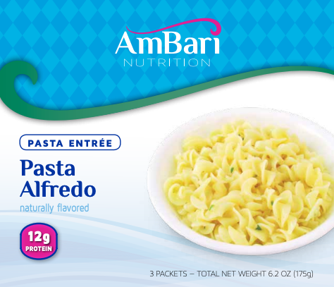 Creamy AmBari Nutrition Pasta Alfredo dish with rich sauce and pasta served on a plate, ready to enjoy a flavorful meal.