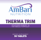 AmBari Nutrition Therma Trim supplement bottle with label, promoting energy and metabolism support.