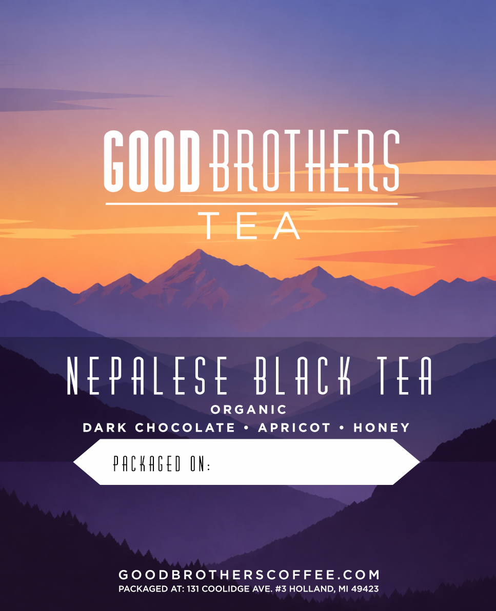 Organic Nepalese black tea loose leaf in a jar, showcasing dark tea leaves with a natural, rustic appearance for premium flavor.