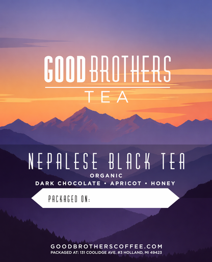 Organic Nepalese black tea loose leaf in a jar, showcasing dark tea leaves with a natural, rustic appearance for premium flavor.