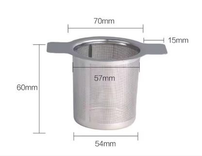 Stainless steel tea infuser with mesh strainer for loose leaf tea, ideal for brewing flavorful tea infusions.