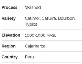 Roasted Peru Cajamarca coffee beans from Good Brothers Coffee LLC displayed in a screenshot.