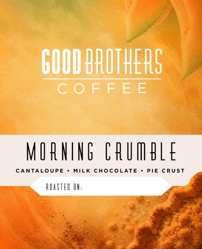Screenshot of Morning Crumble Blend roasted coffee bag by Good Brothers Coffee LLC.