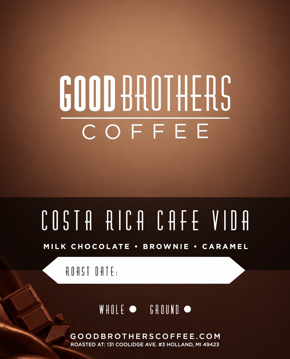 Screenshot of Costa Rica Cafe Vida Washed roasted coffee bag by Good Brothers Coffee LLC.