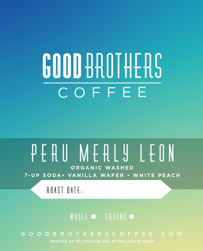 Screenshot of Peru Aromas del Valle Merly Leon G1 washed organic roasted coffee by Good Brothers Coffee LLC.