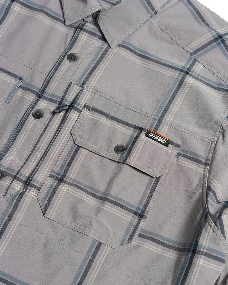Long sleeve shirt in Steeple Grey from Off The Grid Surplus's Scrimshaw LS collection, featuring a comfortable fit and subtle design.