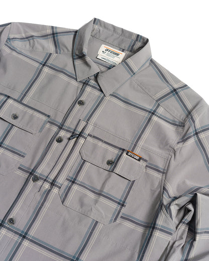 Long sleeve Scrimshaw LS shirt in Steeple Grey by Off The Grid Surplus, featuring a comfortable fit and casual style.