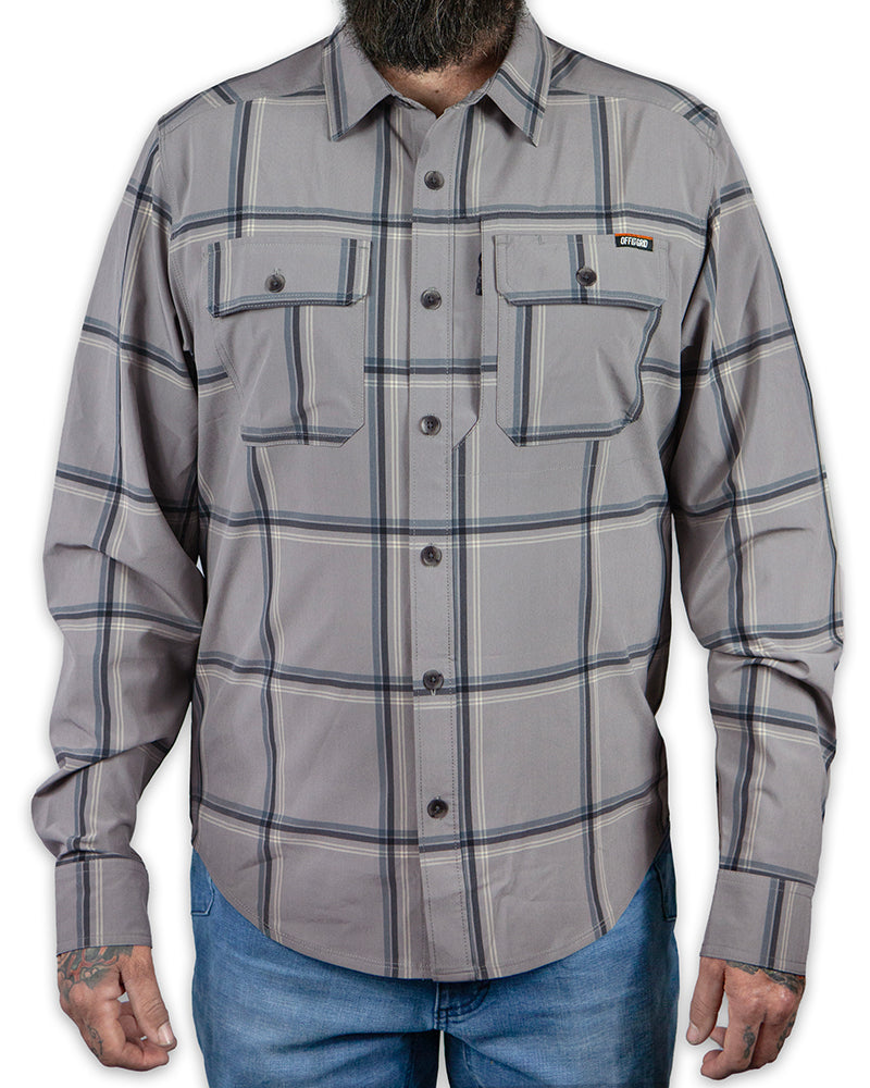Long sleeve Scrimshaw LS shirt in Steeple Grey by Off The Grid Surplus, featuring a comfortable fit and subtle design details.