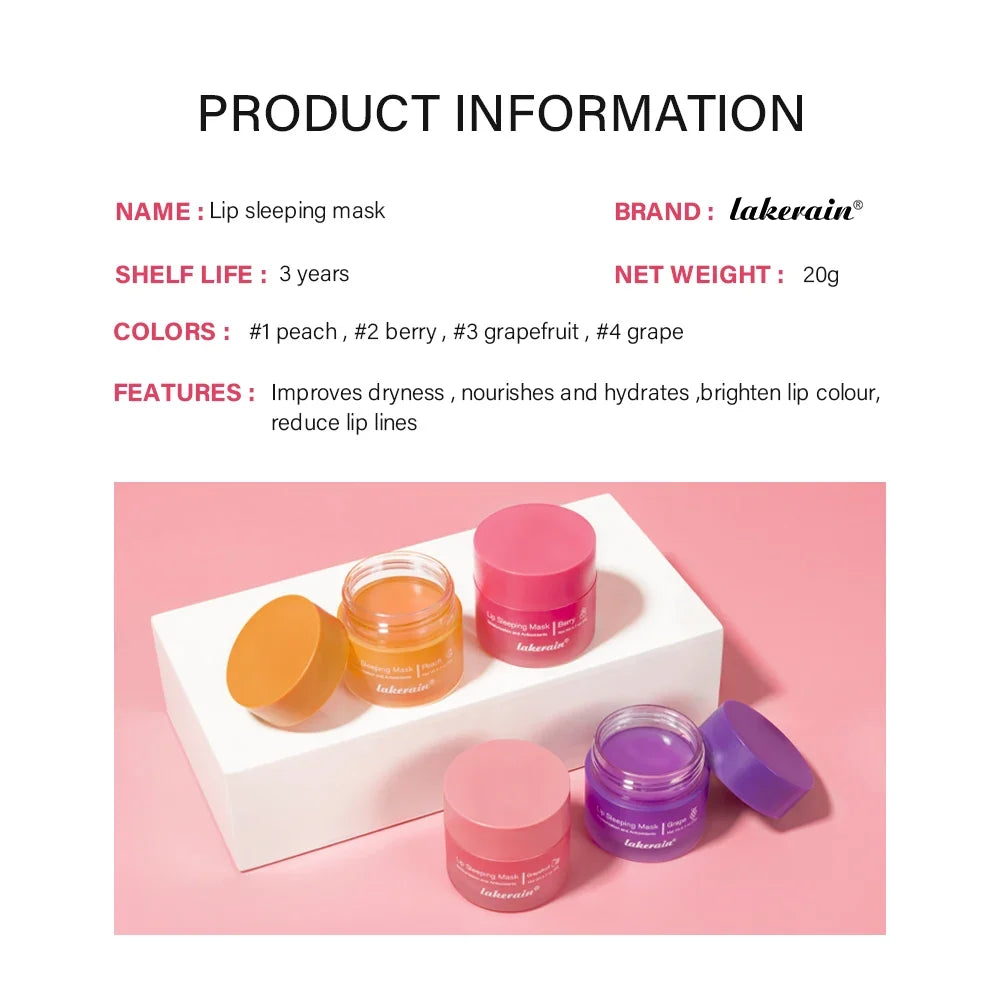 Blushimmer moisturizing sleeping lip mask in 20g jar, showing smooth, hydrated lips and product packaging for night lip care.