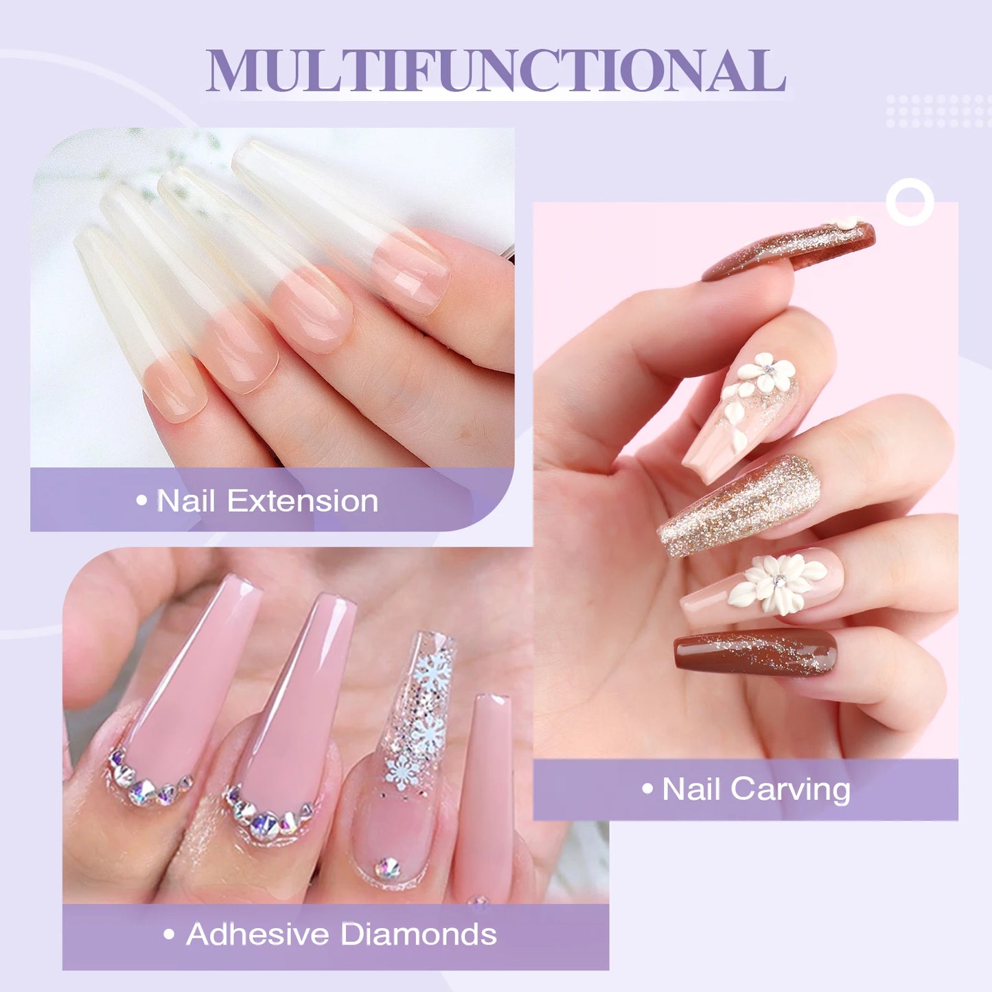 SAVILAND Essentials Acrylic Nail Kit Complete Set for Beginners with White Pink Clear Powder Liquid 8 10 14 Brush Nail Forms