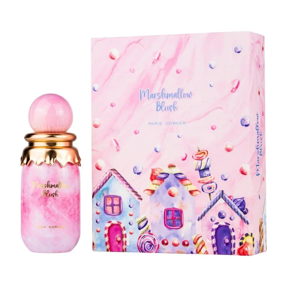 Blushimmer Arab Marshmallow perfume for women with fruity notes, long-lasting body spray and pheromone-enhanced fragrance.