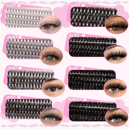 DIY Lash Clusters Kit Mixed Styles Eyelash Extension Full Set Individual Lashes with Lash Bond&Seal and Tweezers Makeup Tool
