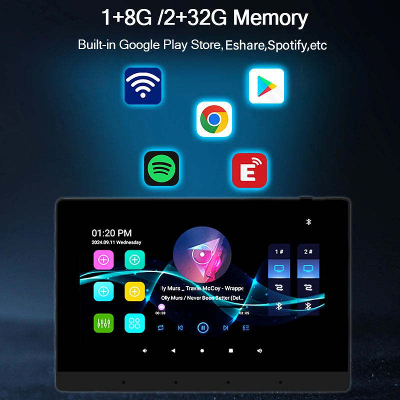 Smart Audio Touch Screen Android 11 System WIFI TF Music 8x30W power ceiling speakers control panel Bluetooths wall amplifiers