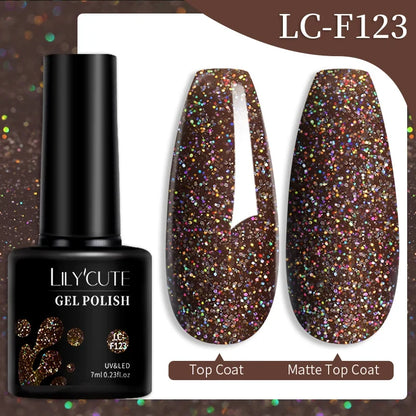 Blushimmer LILYCUTE 7ML colorful gel nail polish with vibrant shades, long-lasting semi-permanent UV gel for manicures and nail art.