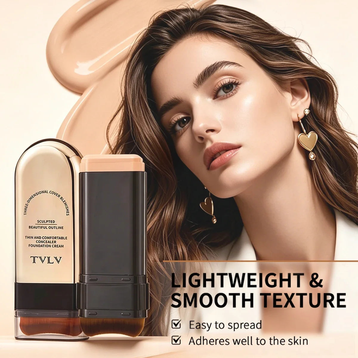 Blushimmer TVLV Skin Tint Stick concealer and foundation in a lightweight, waterproof cream for flawless face contour and tint.