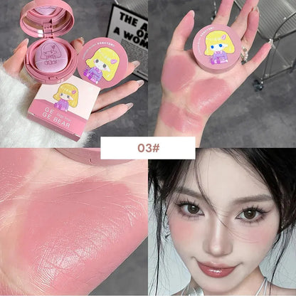 Blushimmer Cushion Blush in blush shade with powder puff, long-lasting, blendable makeup blusher with whitening effect, without sticking.