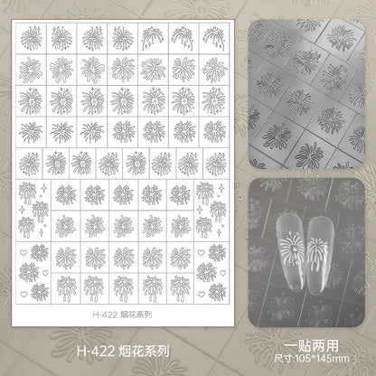 Kaniu Transparent Hollow French Nail Stickers Snowflake Starry Design Nail Art Decal Self-Adhesive Manicure Stencil Template