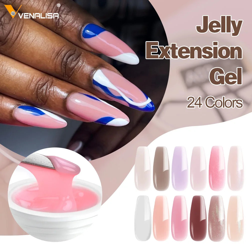 Blushimmer 50ml TPO Free Jelly Nail Extension Gel in clear natural color for French nails and UV construction nail builder.