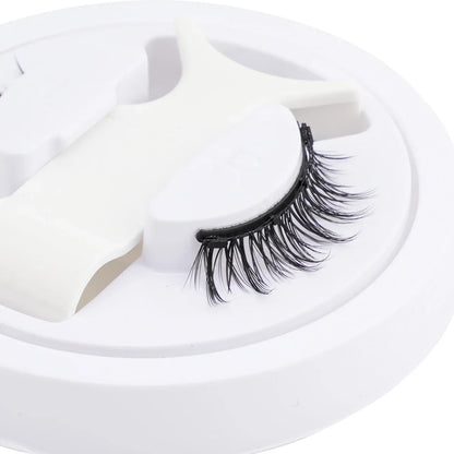 Blushimmer magnetic false eyelashes set with handmade fluffy faux mink lashes and magnetic tweezers on a white background.