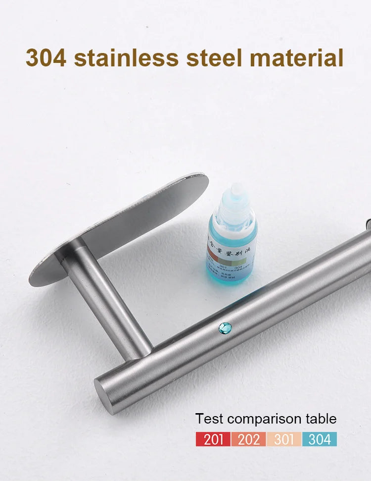Self Adhesive Toilet Paper Towel Holder Punch-free Roll Paper Holder Kitchen Hook Storage Holder Stainless Steel Wall Mount