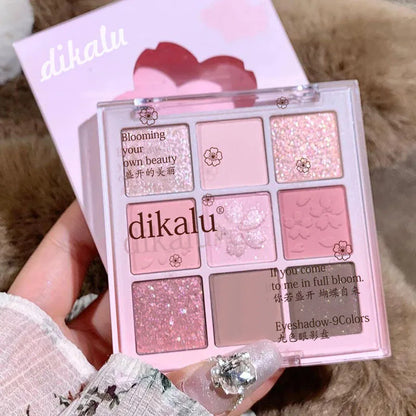 Blushimmer 18-color color blocking eyeshadow palette with pink, purple, and summer ice cream shades for Korean makeup looks.