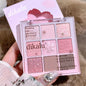 Blushimmer 18-color color blocking eyeshadow palette with pink, purple, and summer ice cream shades for Korean makeup looks.