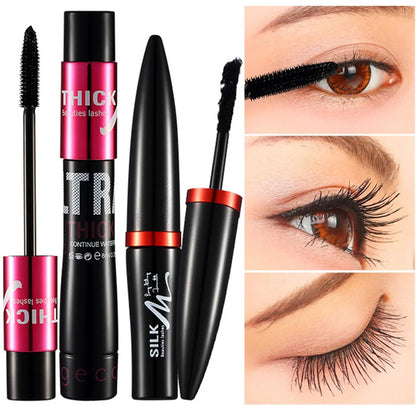 Blushimmer fiber mascara set with double tubes, waterproof formula creates long, naturally curled eyelashes without smudging.