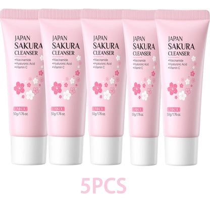 Blushimmer Laikou Sakura Facial Cleanser with deep cleansing, oil control, and brightening for all skin types, 50g.