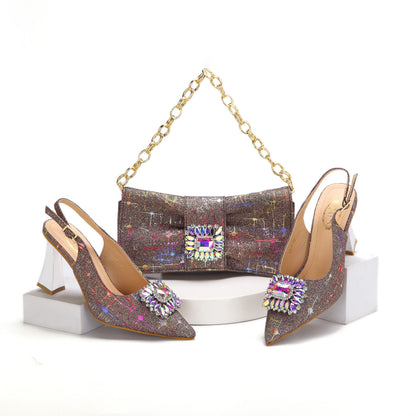 Luxurious EdleessFashion shoes and bags matching set, stylish footwear and handbags in elegant design.
