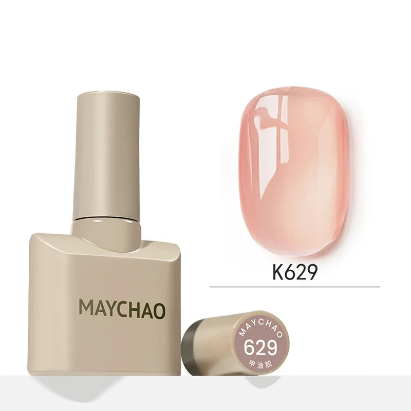 Blushimmer MAYCHAO 12ml jelly gel nail polish top coat with semi-permanent UV LED gel for long-lasting manicures, soak-off formula.