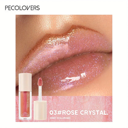 Blushimmer waterproof lip gloss in coral, pink, and skin tones featuring moisturizing, glittery, long-lasting liquid lipstick.