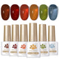 Born Pretty 6-piece crystal amber gel nail polish set in jelly pink and nude shades for semi-permanent UV and LED manicures.