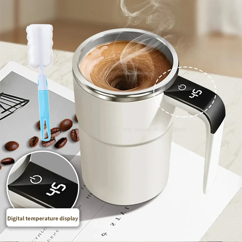 Smart Coffee Cup Recharge Automatic Mixing Coffee Mug Stainless Steel Magnetic Coffee Mug with LED Display Temperature Home Use