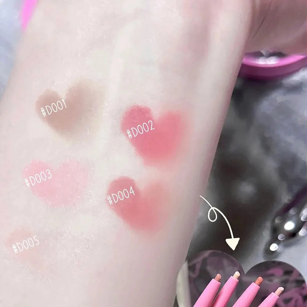 Blushimmer nude lip liner and lip brush set for Korean style long-lasting velvet matte lip makeup, with soft, natural lip color.
