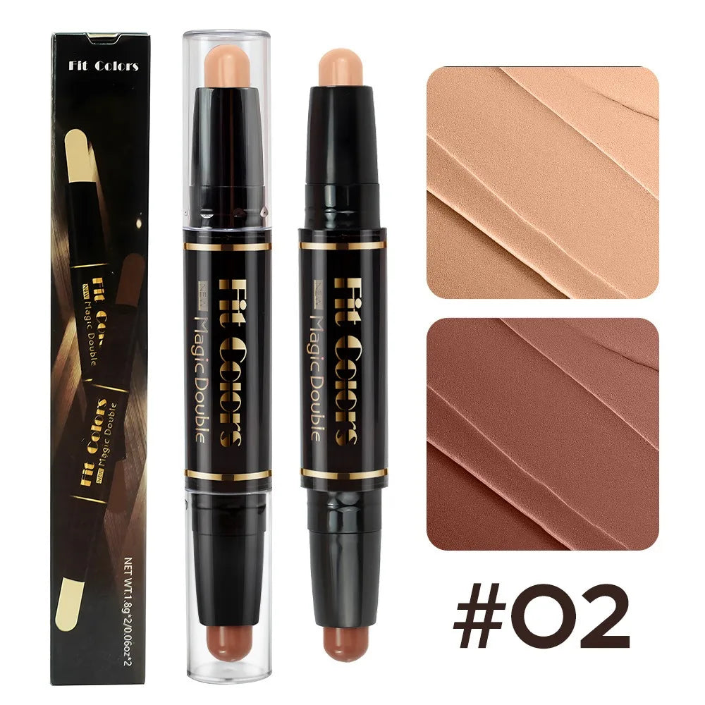 Blushimmer double-head highlight and shadow stick face bronzer contouring pen with foundation and concealer for makeup.