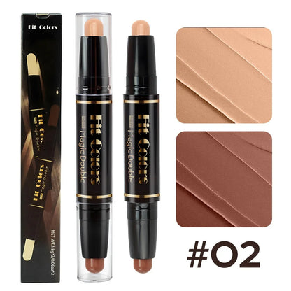 Blushimmer double-head highlight and shadow stick face bronzer contouring pen with foundation and concealer for makeup.