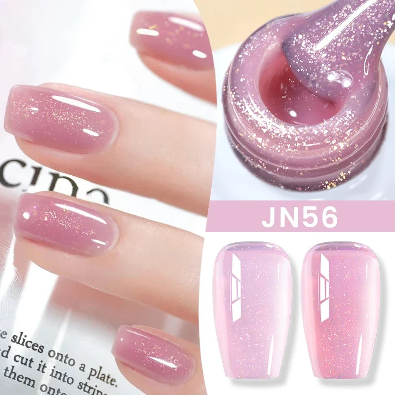 Blushimmer Born Pretty Jelly Nude Gel Nail Polish in light pink peach, 10ml, with translucent finish for UV light cure nail art.