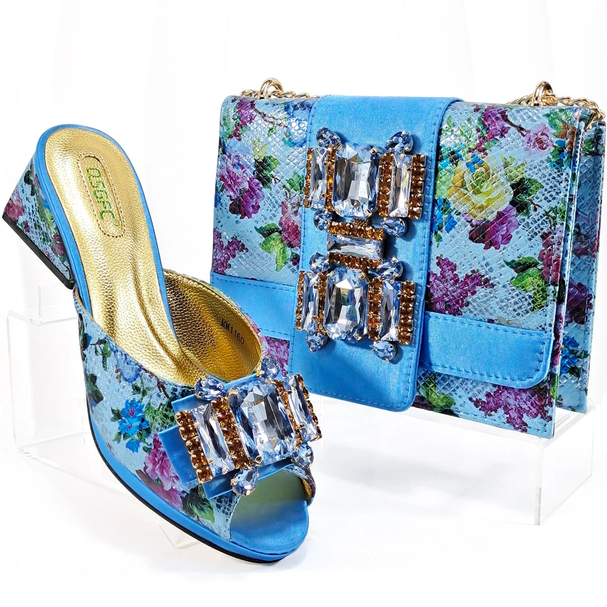 Luxurious EdleessFashion shoes and matching bag set for parties, featuring elegant design and coordinated style.