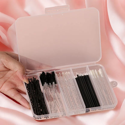 Set of 80 Blushimmer professional makeup brushes including eyebrow, eyelash, lip, and micro brushes for makeup application.