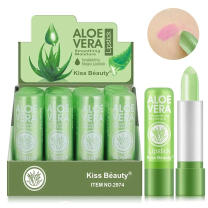 Blushimmer 12-pack color-changing tinted lip balms with aloe vera, moisturizing, long-lasting lipstick and lip balm set.
