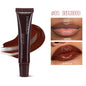 Blushimmer soft tube lip gloss with nude brown shade, moisturizing and plumping transparent lip oil for beauty and cosmetics.